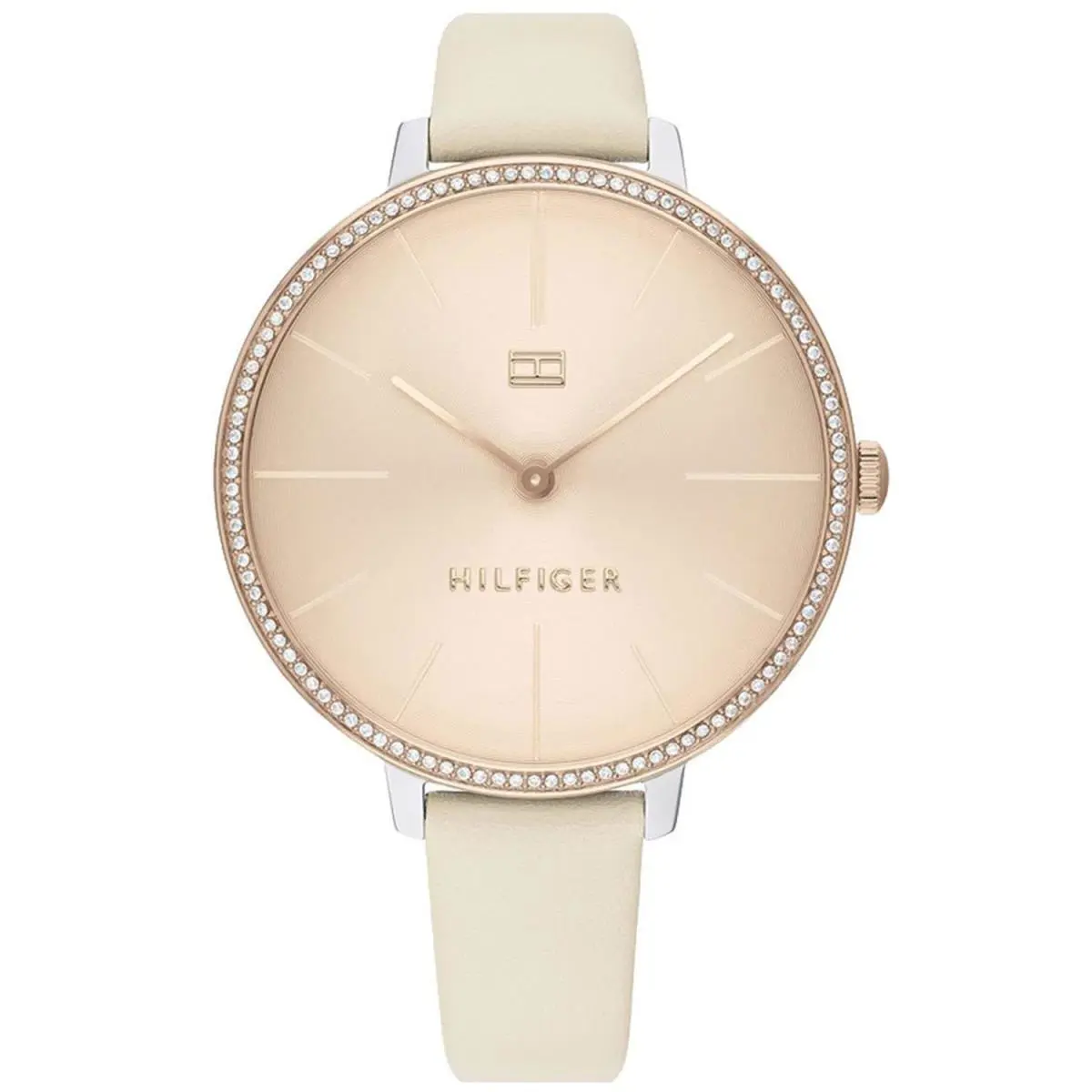 Tommy Hilfiger Womens Kelly Watch Rose Gold Dial Leather Strap 1782111
