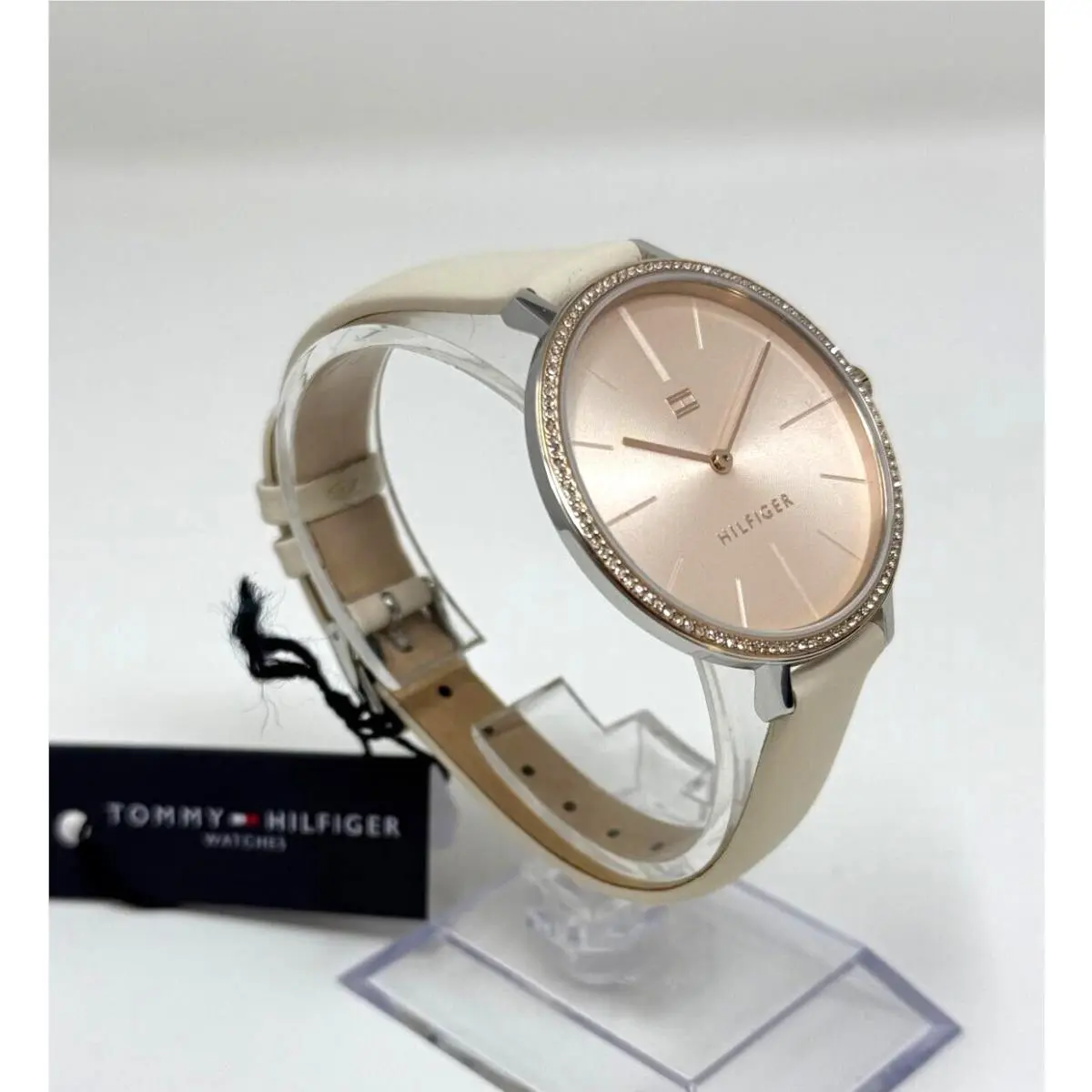 Tommy Hilfiger Womens Kelly Watch Rose Gold Dial Leather Strap 1782111