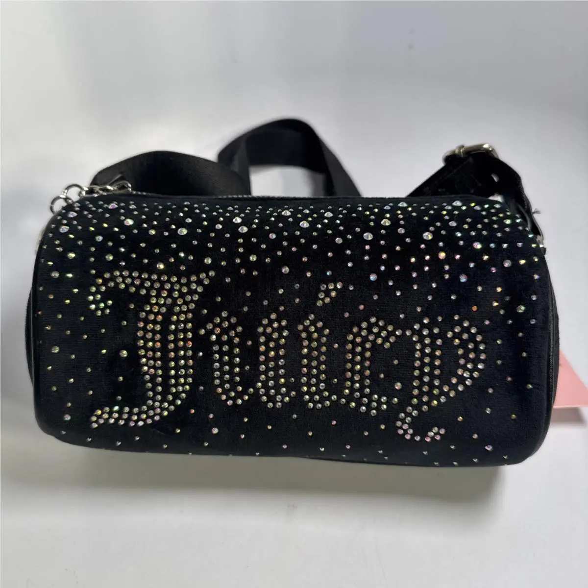 Let It Shine Roll Bag Black Velvet with Rhinestones by Juicy Couture