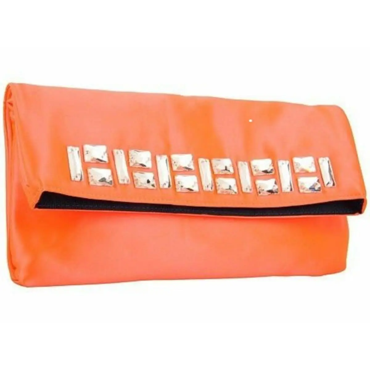 Juicy Couture Coral Orange Sateen Jade Clutch Org. Mint