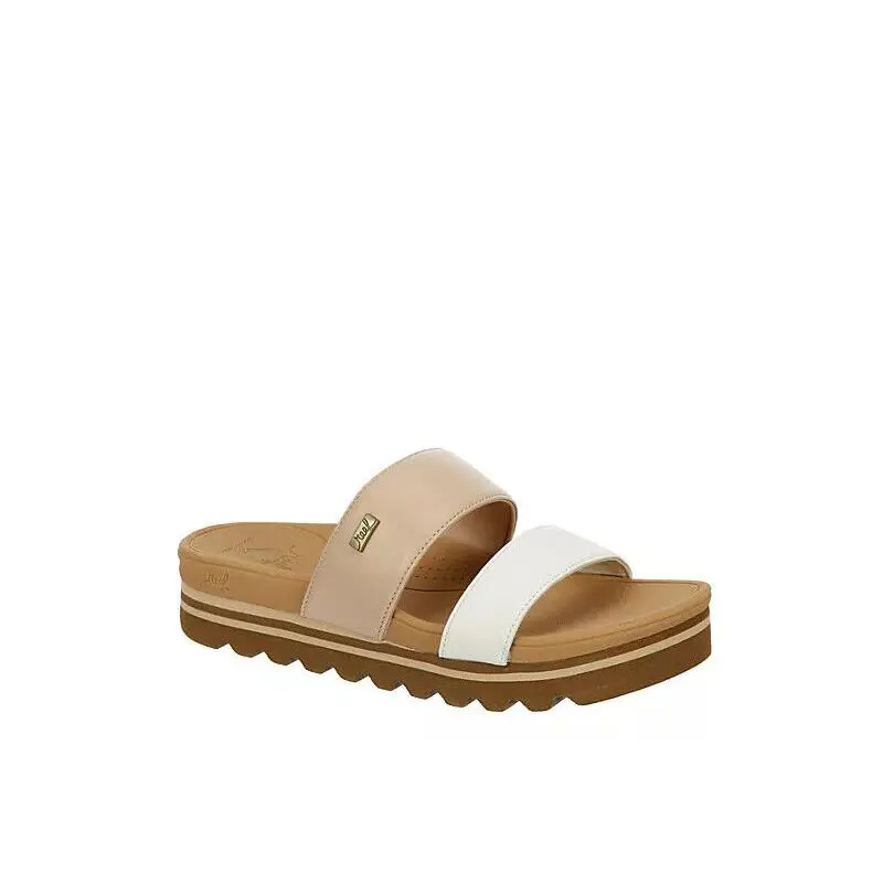 Womens Banded Horizon Leather Platform Lightweight Slide Sandal Two Tone Color by Reef