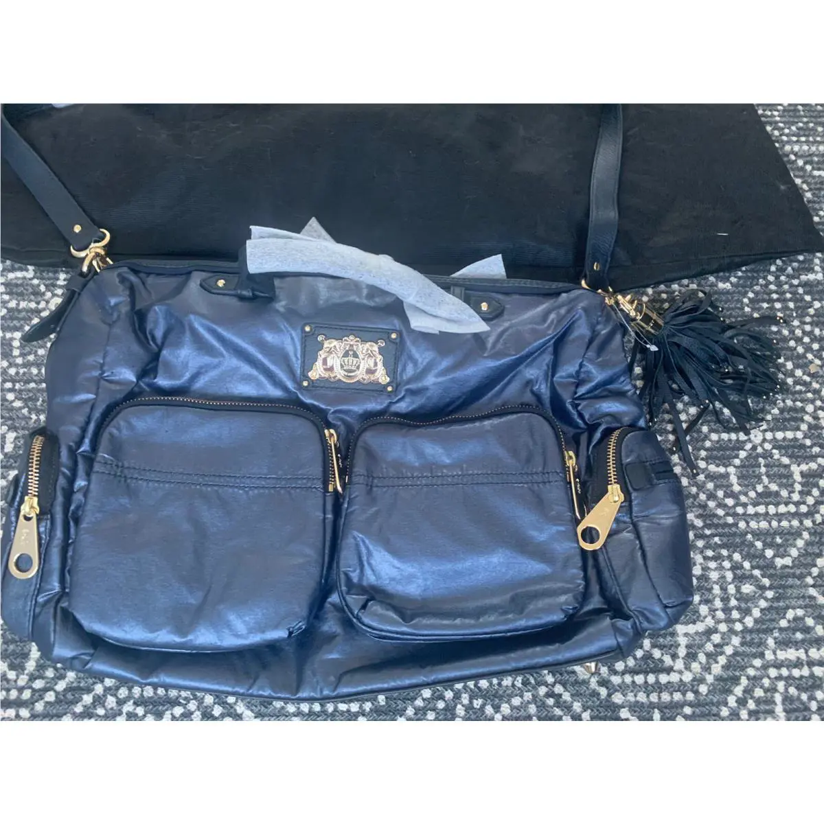 Juicy Couture Kel Metallic Blue Purse Multy Packets Gold Accesories