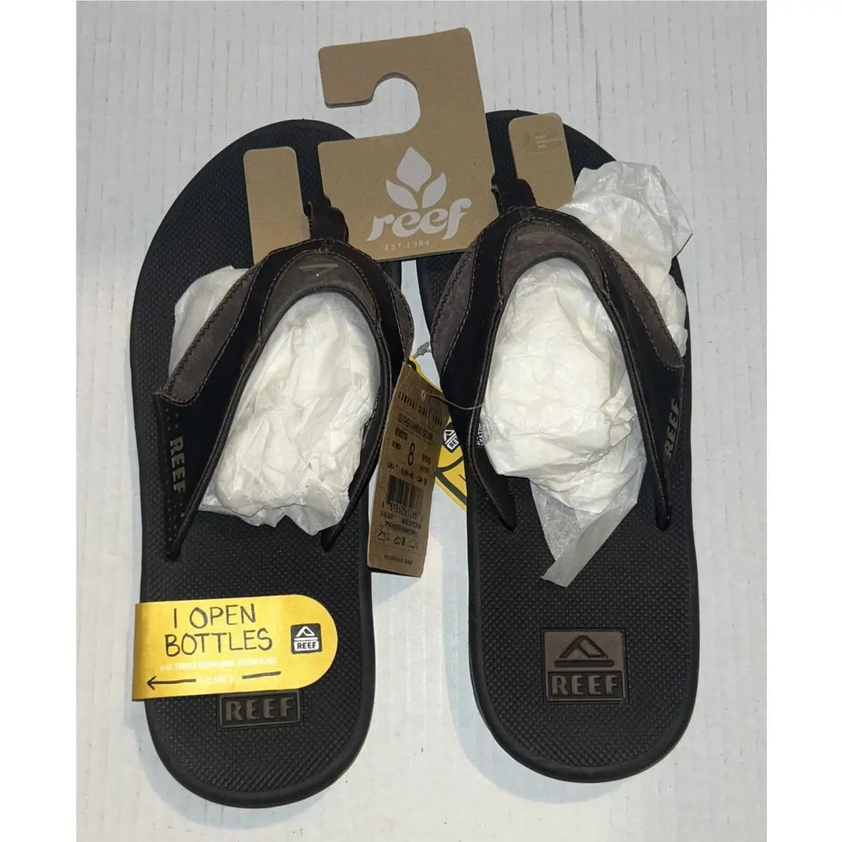Reef Fanning Men’s Flip-flop Sandal Sole Bottle Opener Brown Size 8