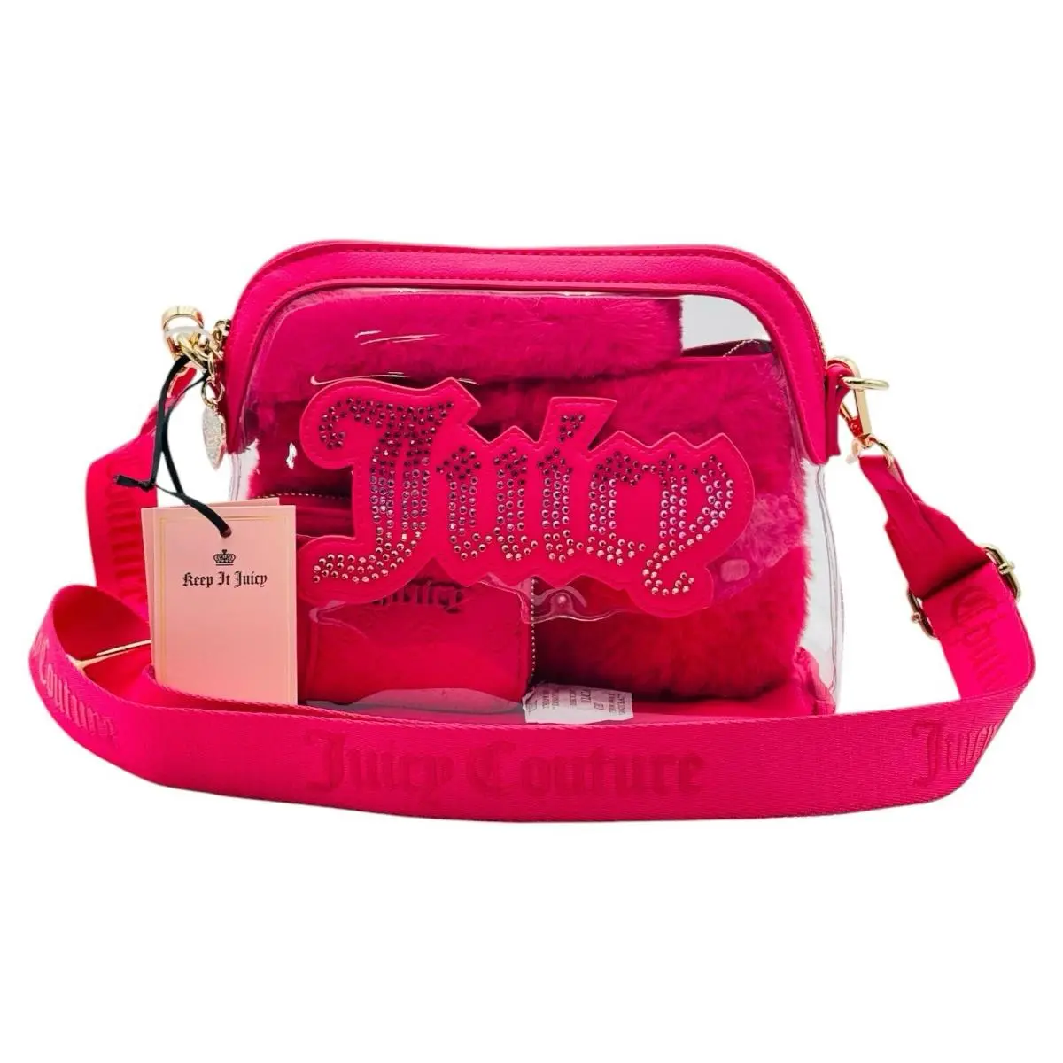 Juicy Couture Free Love Pink Clear Dome Set Handbag Crossbody Purse W/ Tags