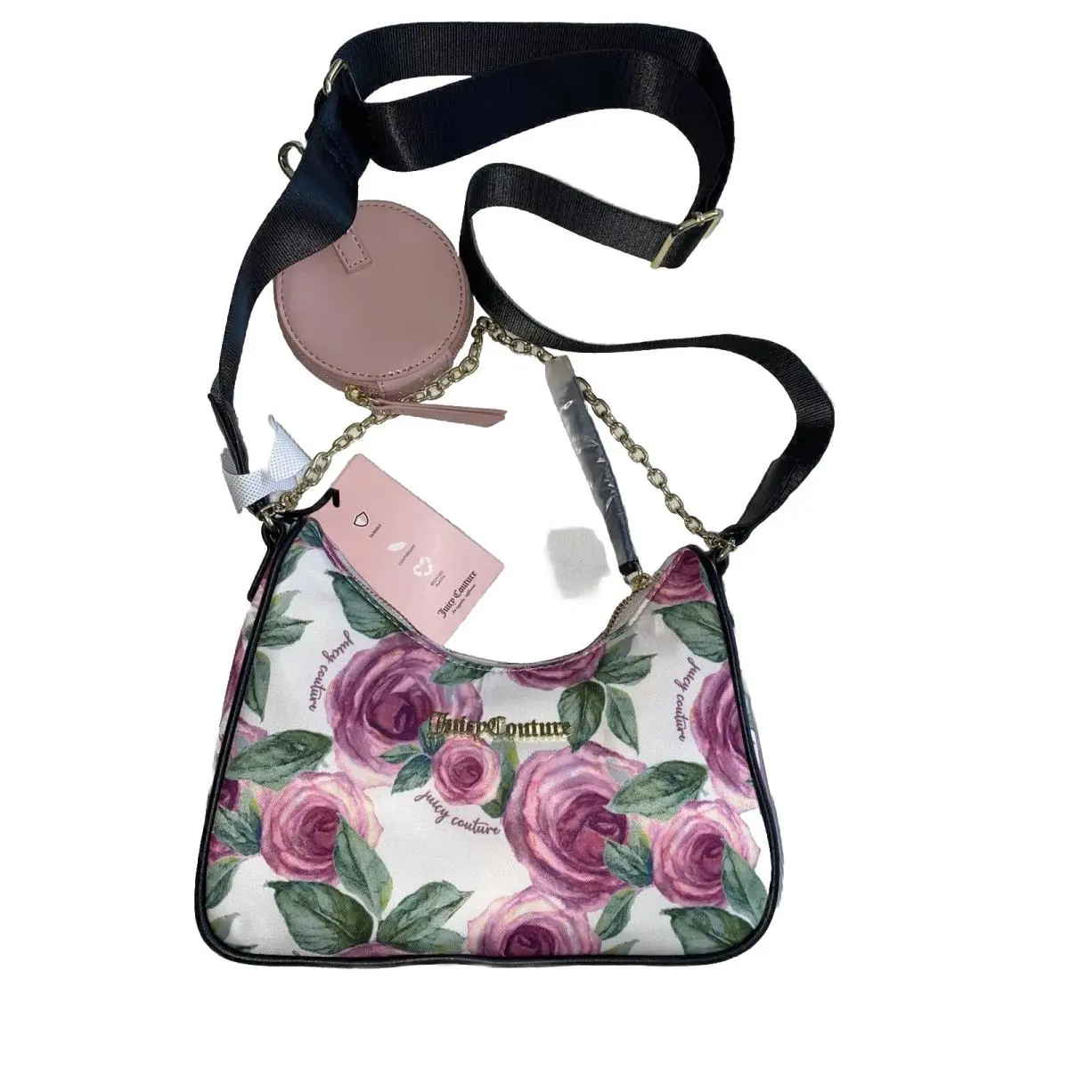 Juicy Couture Garden Cream Chains IN Love Crossbody Bag with Airpod Case Pouch