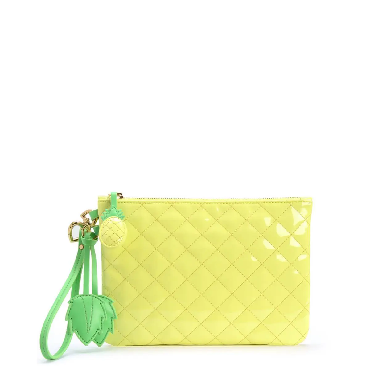 Juicy Couture Yellow Lemonade Palm Oasis Pineapple Wristlet Org - Exterior: Yellow