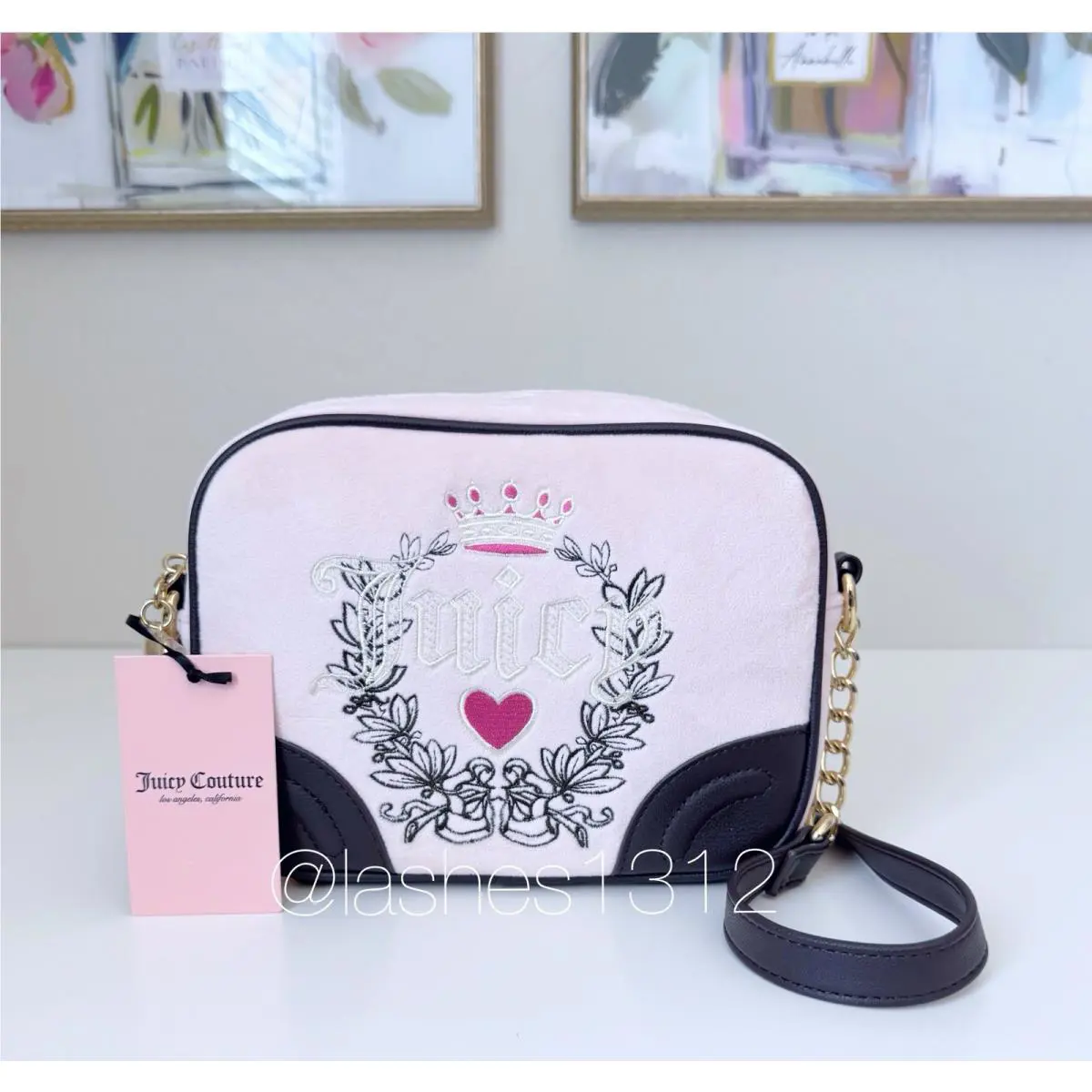Juicy Couture Bag Heritage Camera Crossbody - Pink Velour