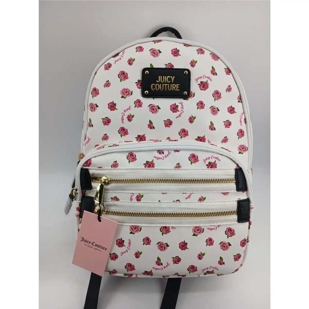 Juicy Couture White Disty Rose Neon Lights Backpack Purse Handbag