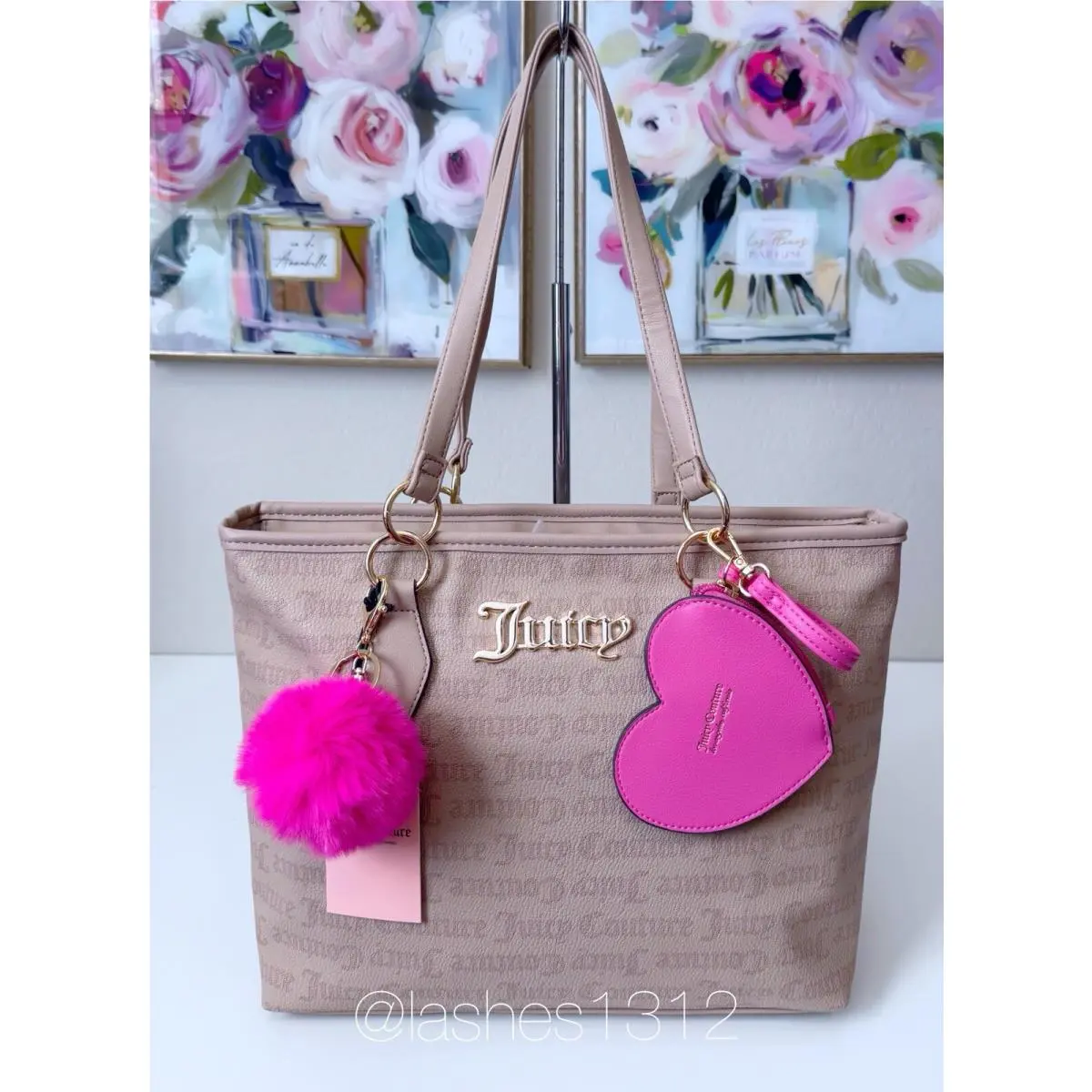 Juicy Couture Purse Medium Tote Bag - Beige