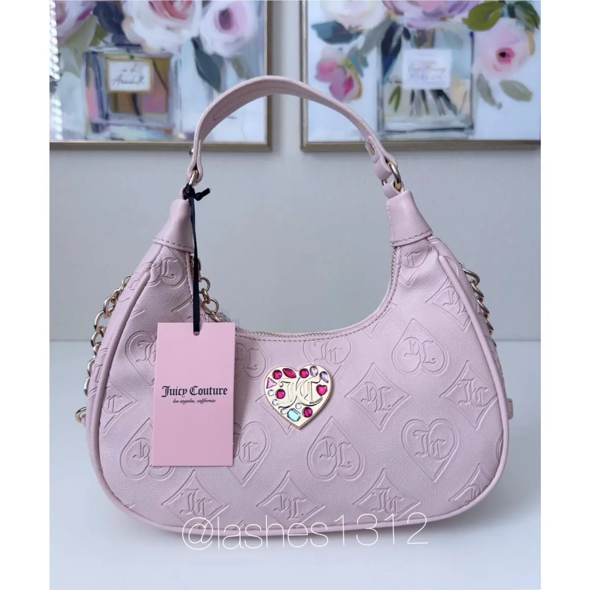 Juicy Couture Bag Glitzed Out Crossbody Hobo - Pink Clay