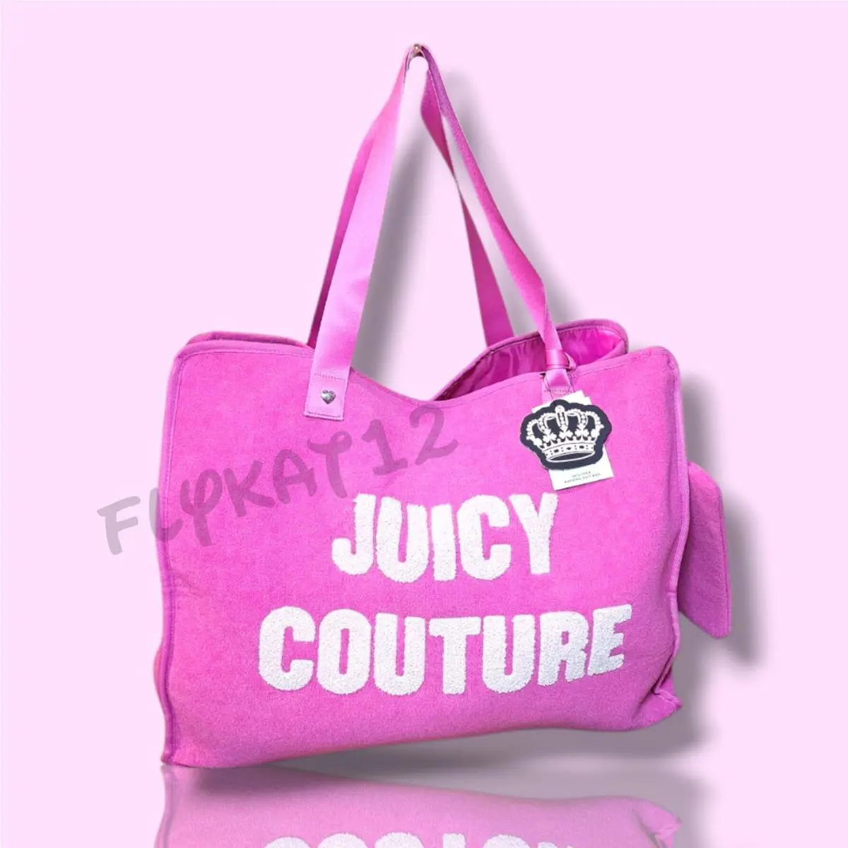 Juicy Couture Xlarge Pink Beach Tote Bag with Swimsuit Bag