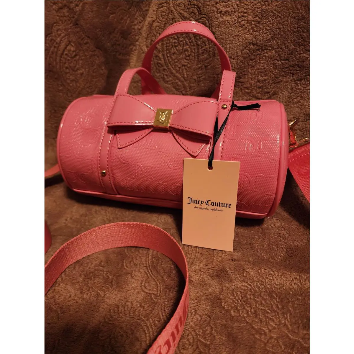Juicy Couture For The Girls Pink Bow Lemonade Mini Barrel Bag