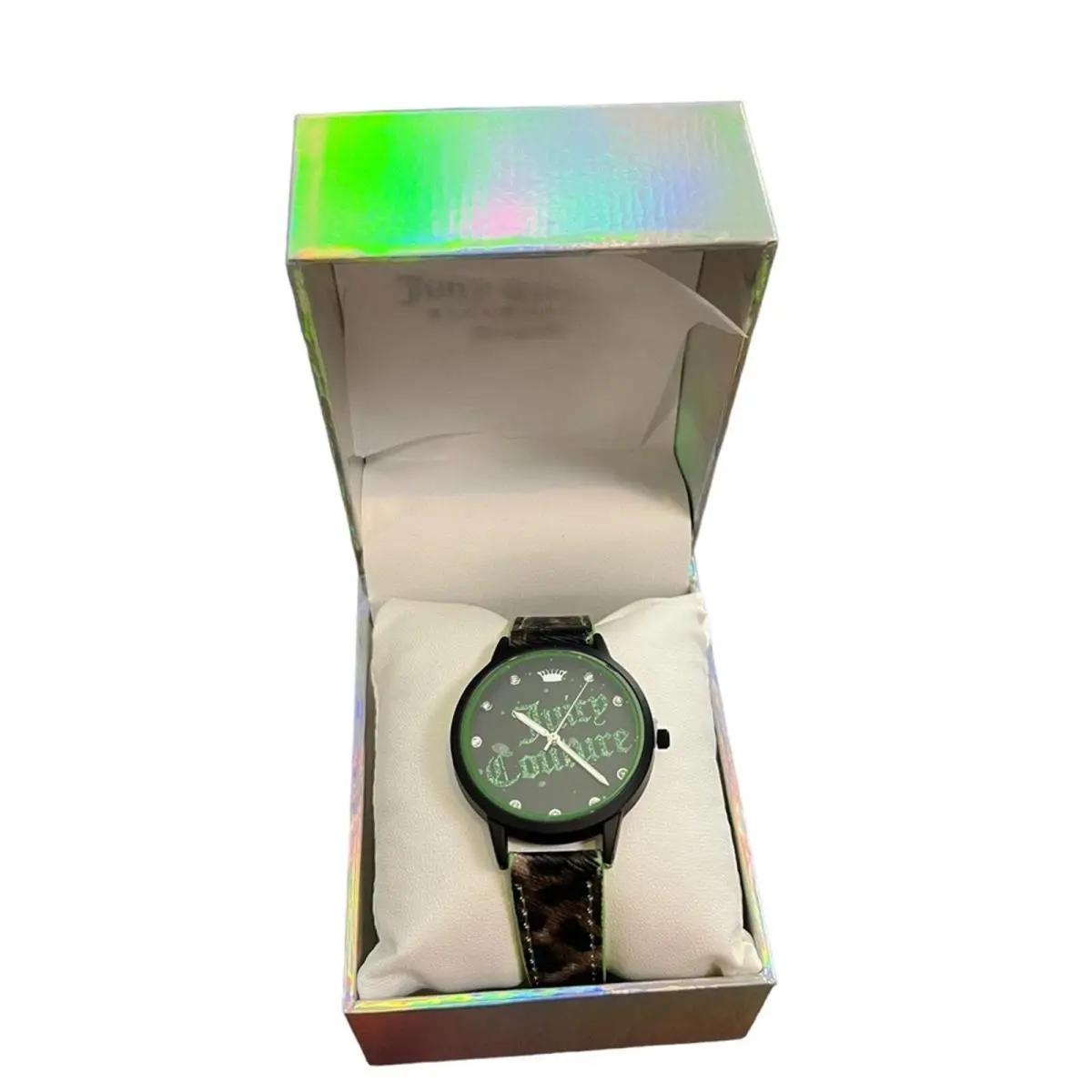 Juicy Couture The Black Label Green Leopard Print Watch