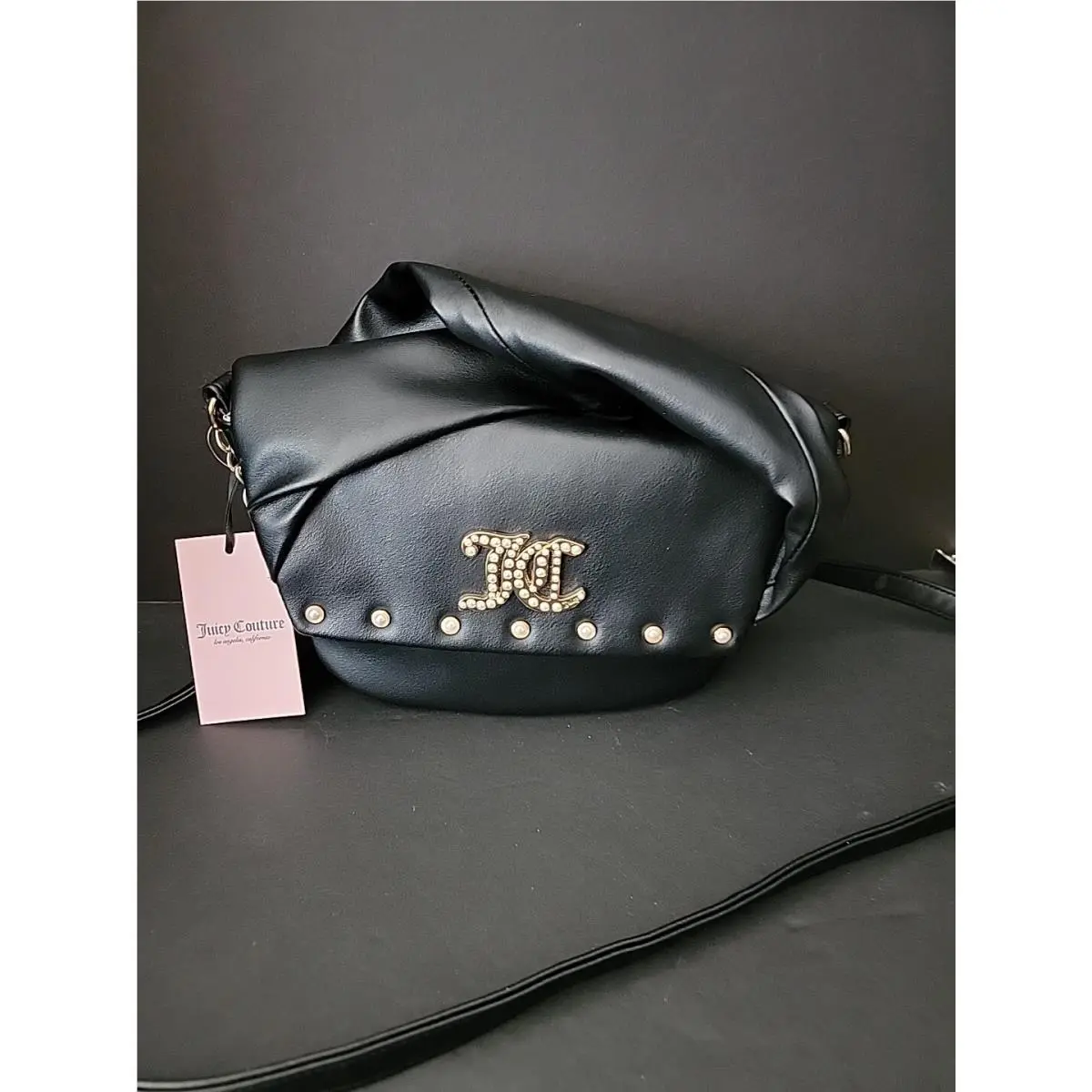 Juicy Couture Crossbody Bag Licorice Black /faux Pearl`s/single