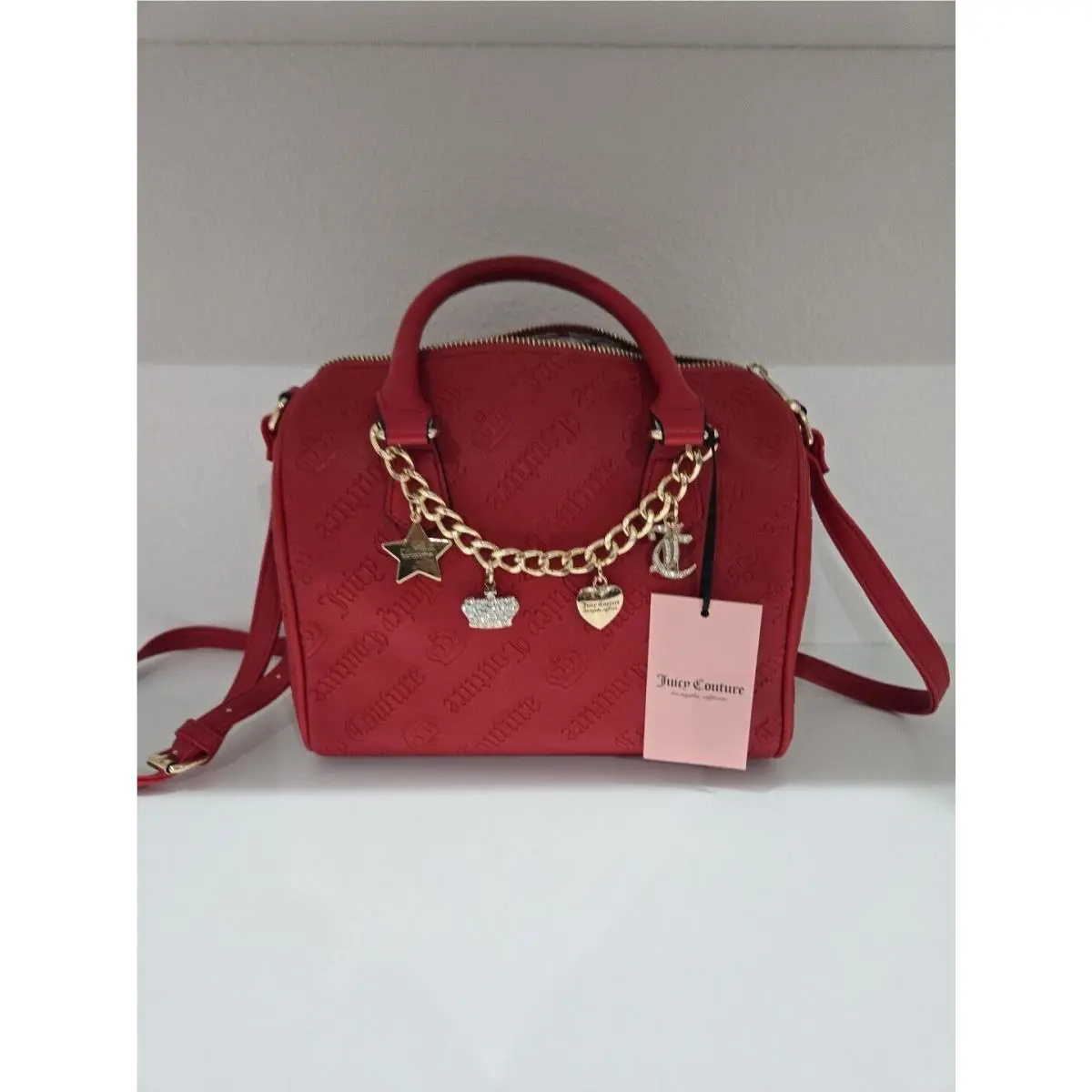 Juicy Couture Not Your Babe Satchel Crossbody Bag with Chain Of Charms