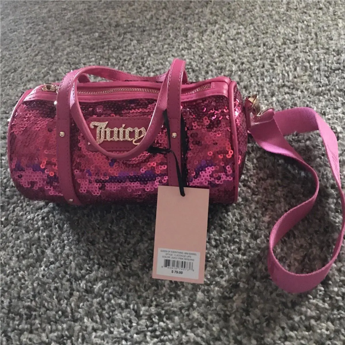 Juicy Couture Queen Of Everything Mini Barrel Pink Licorice Sequins