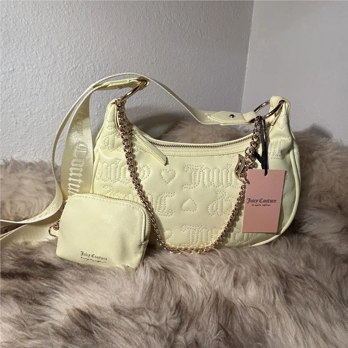Juicy Couture Puff Halfmoon Crossbody - Lovely Quilted Yellow