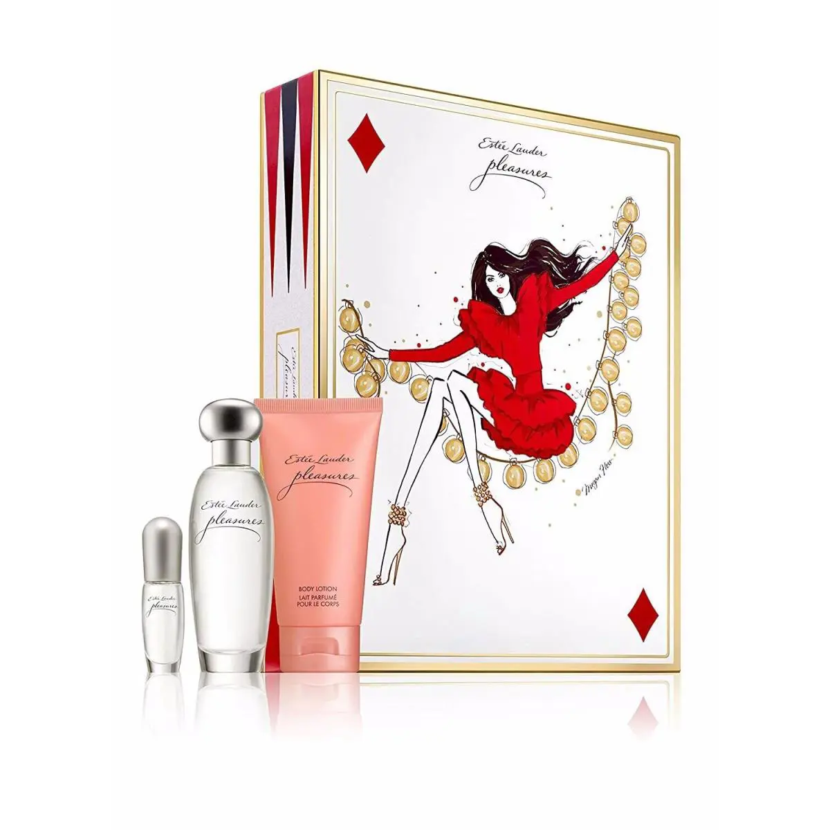 Estee Lauder Pleasures 3pc Set 1.7oz Edp + .14oz Edp Mini + 2.5oz Body Lotion