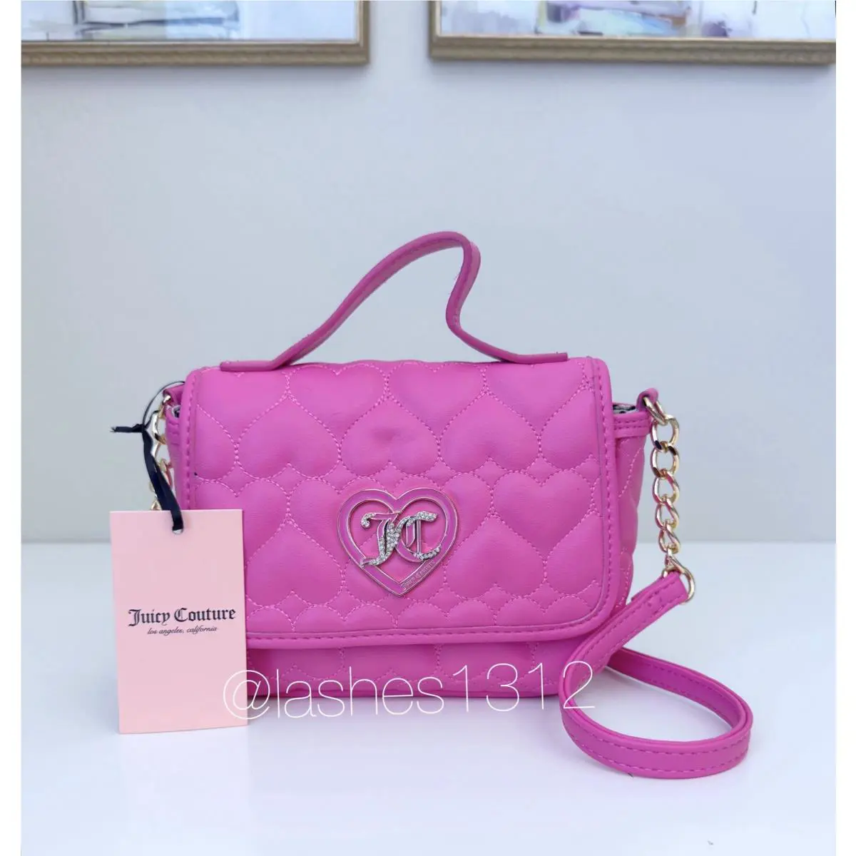 Juicy Couture Bag Flawless Flap Crossbody - Pink Hearts