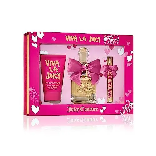 Viva La Juicy Women`s Set 3.4oz Edp Spray + .33oz Edp Spray + 4.2oz Body Souffle