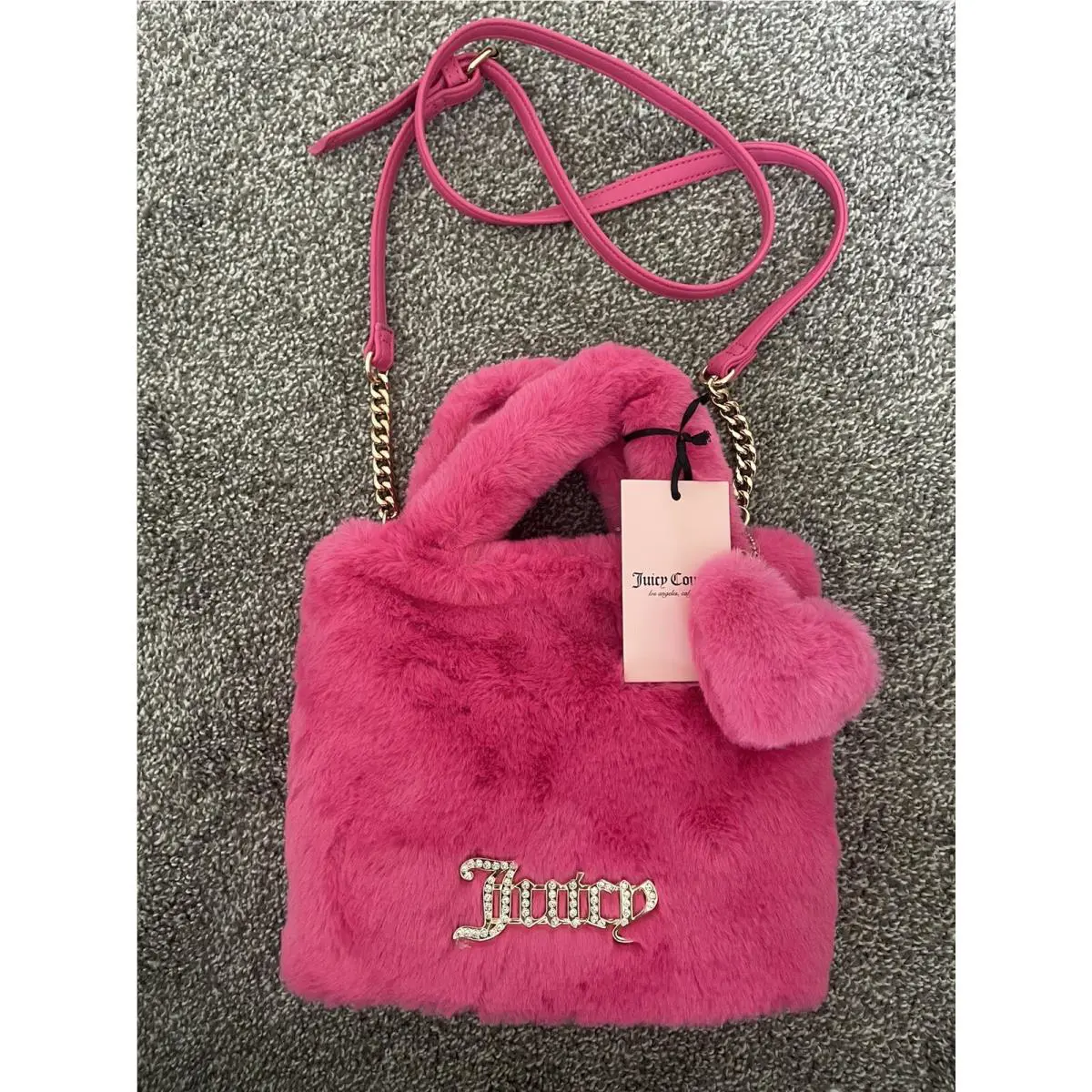 Fluffy Mini Tote Juicy Couture Hot Pink Girls Purse Bag Soft