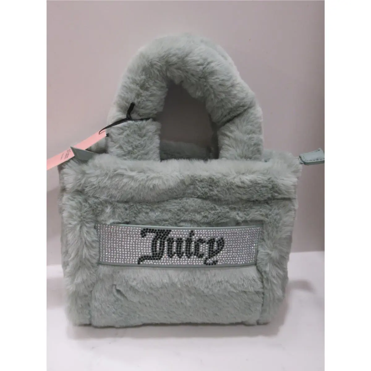 Juicy Couture Mini Fur Tote Bag Purse Rhinestones Bling