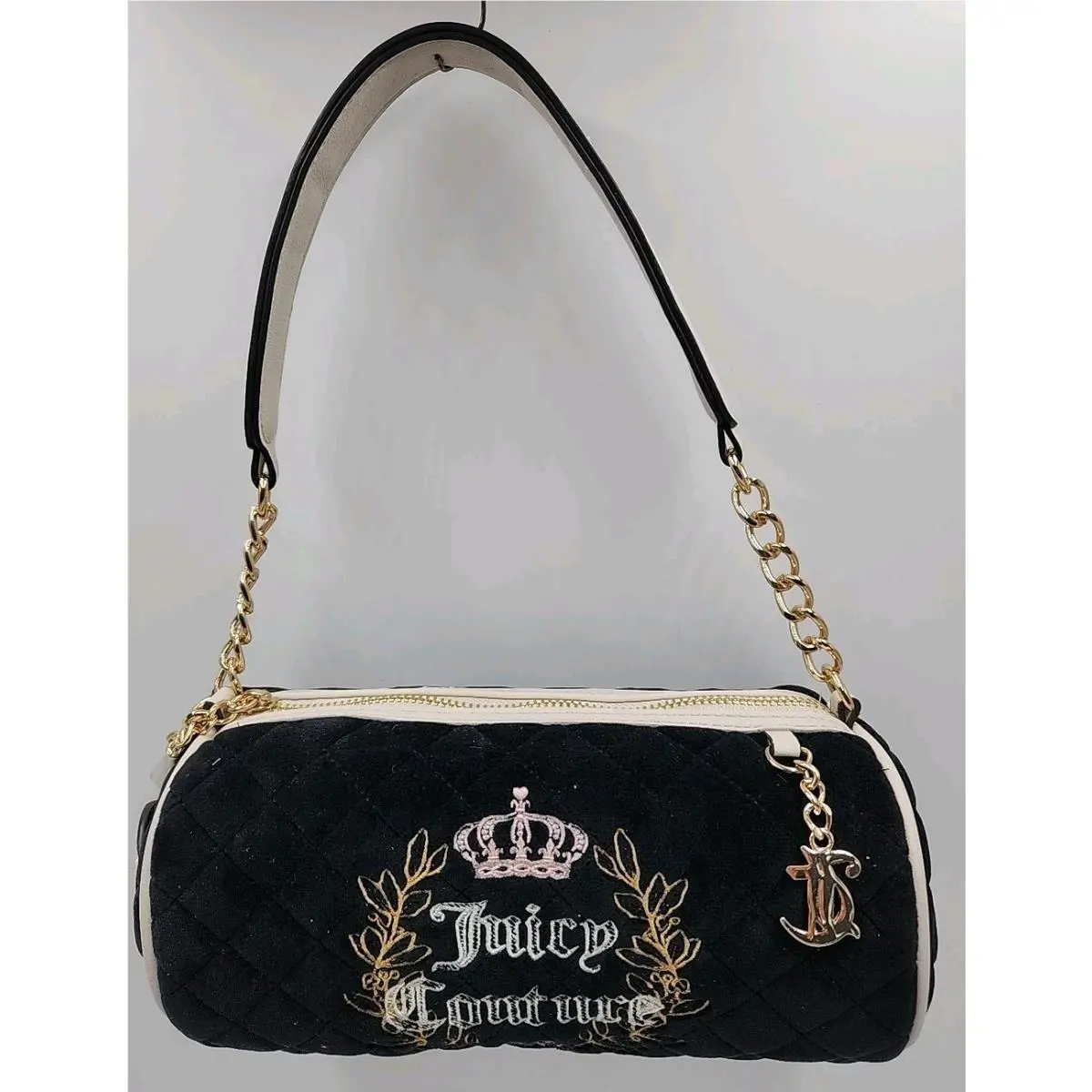 Juicy Couture Royal Moment Mini Barrel Black Liquorice Purse Quilted Handbag