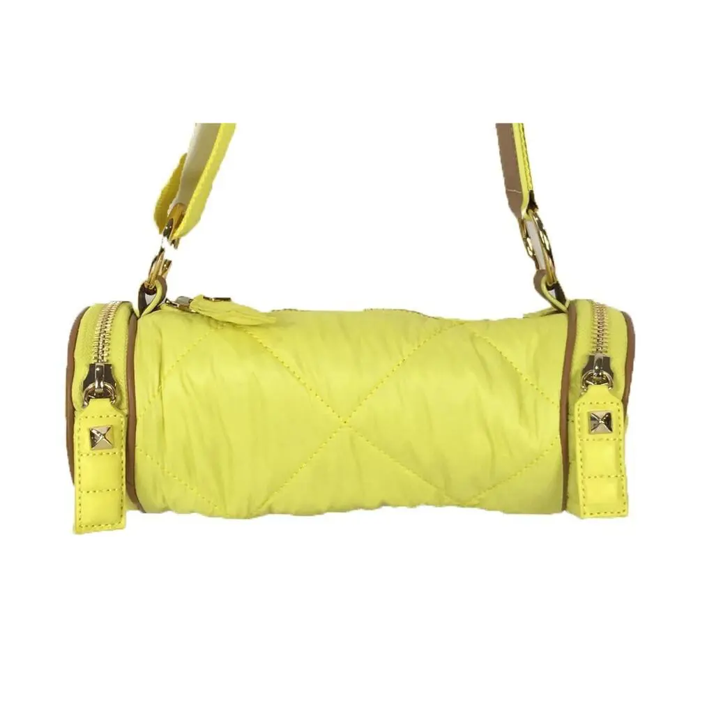 Juicy Couture Yellow Barrel Hollywood Hideaway Nylon Crossbody Bag - Handle/Strap: Yellow, Hardware: Gold, Lining: Black