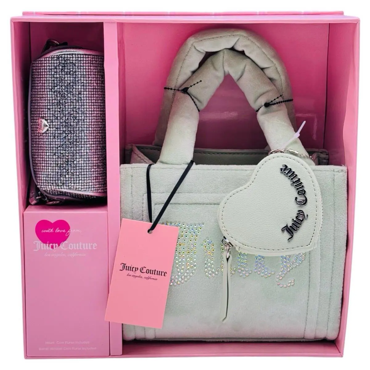 Juicy Couture Big Spender 3 Piece Gift Box Set Sage Green Tote Rare