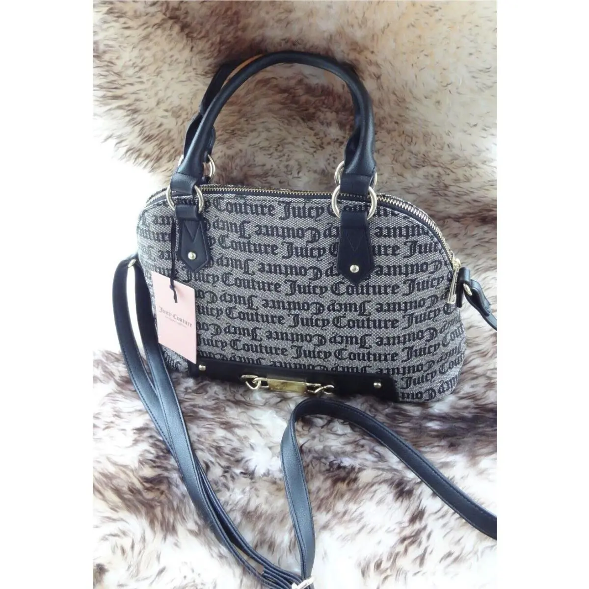 Juicy Couture Satchel Logo Bag Black / Beige / Grey Great Gift
