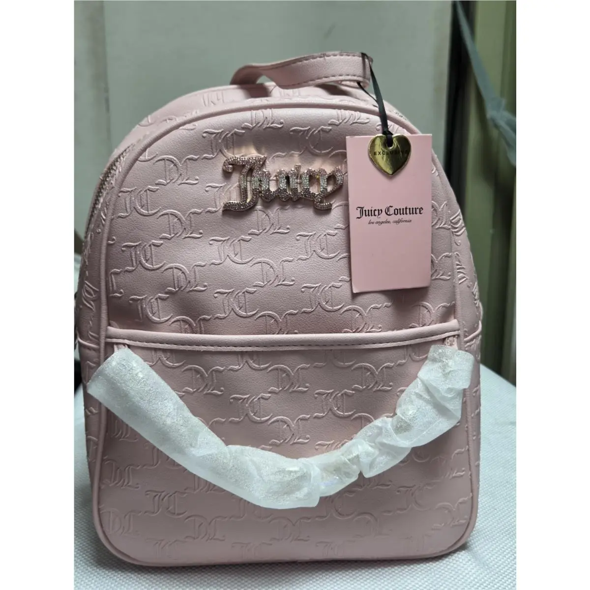 Juicy Couture Black Velour and Rhinestones Backpack