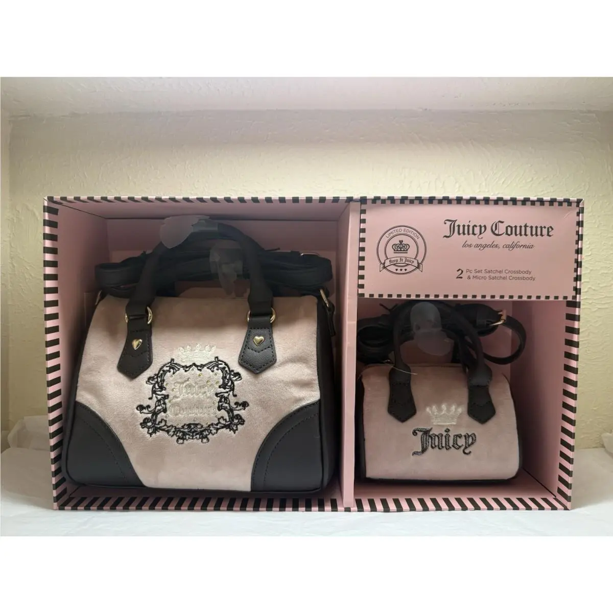 Juicy Couture Heritage Mommy Me Satchel Bag Set Dusty Blush Pink