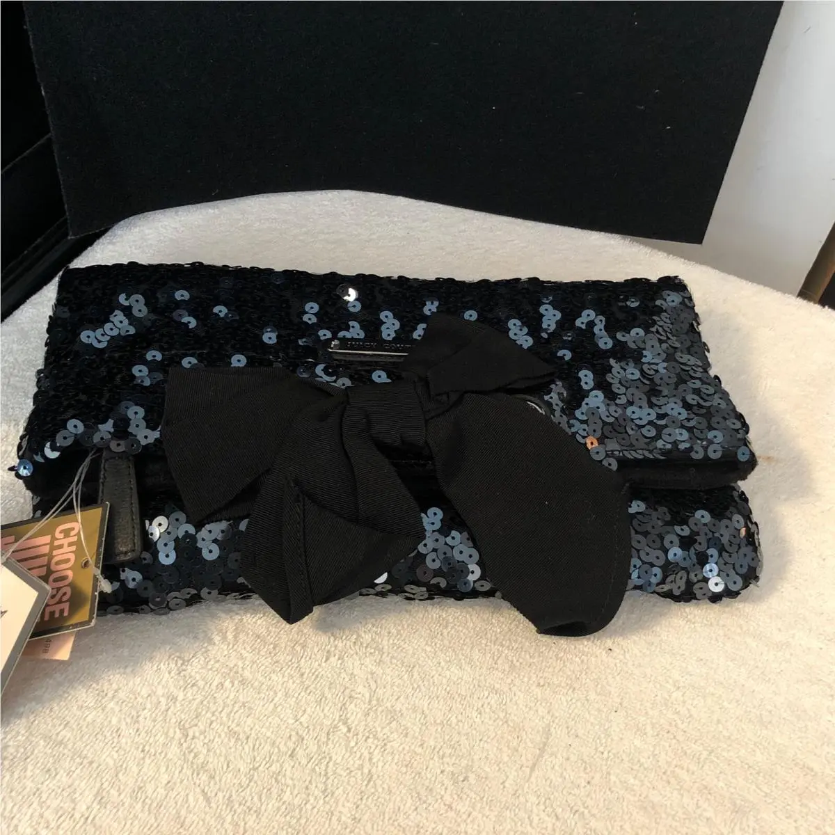 Juicy Couture “ Regal” Black/blue Sequin Clutch Purse