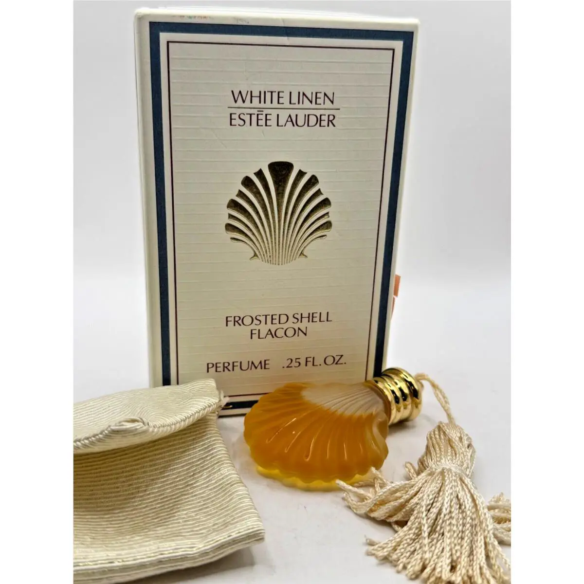 Frosted Shell Flacon White Linen BY Estee Lauder 7.4ML Parfum Splash