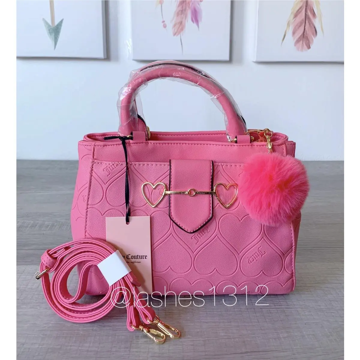 Juicy Couture Bag Love Is Juicy Satchel - Pink Hearts