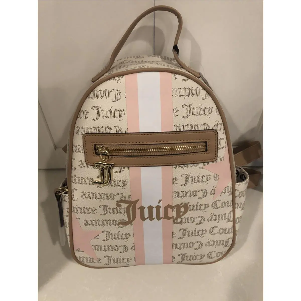 Juicy Couture Sports Star Pecan White Beige Mini Backpack