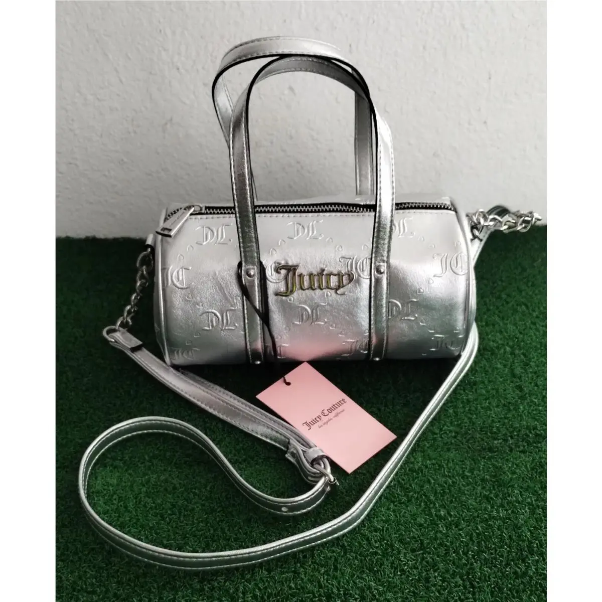 Juicy Couture Rosie Mini Barrel Handbag w/ Shoulder Strap - Silver
