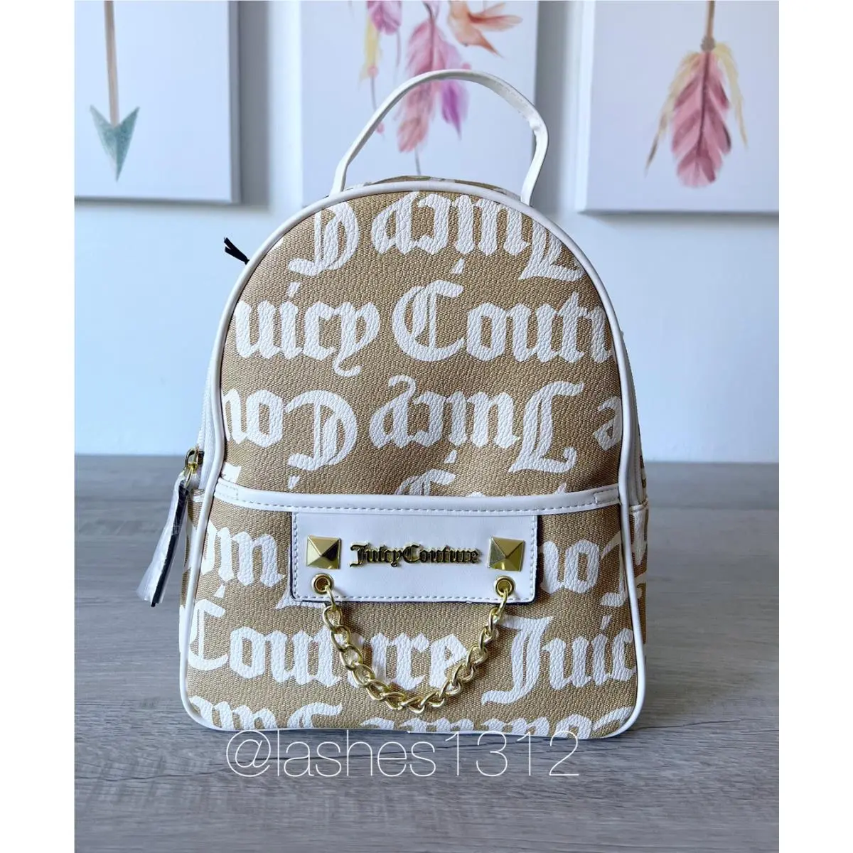 Juicy Couture Bag Hang Around Backpack - Beige Sand Logo