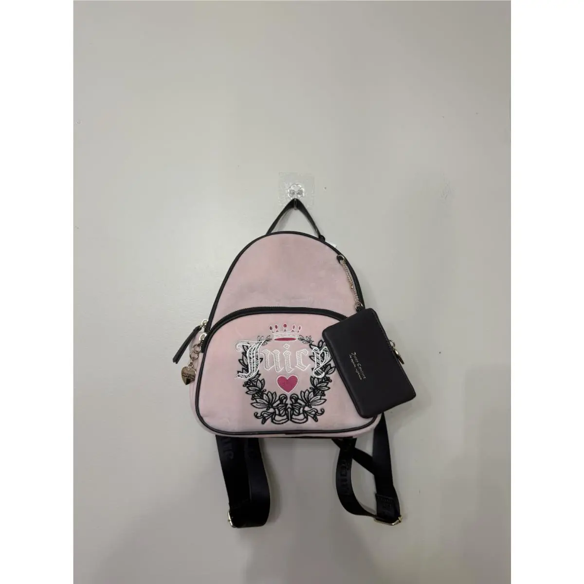 Juicy Couture Womens Pink Heritage Velour Backpack