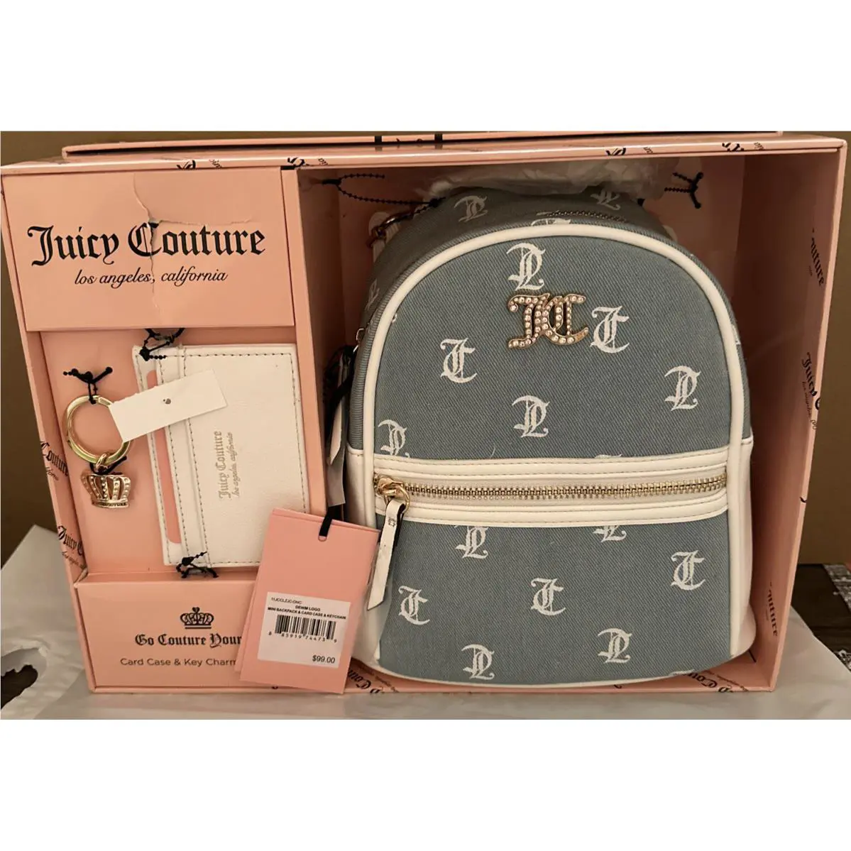 Juicy Couture Mini Backpack Wallet Keychain Gift Set