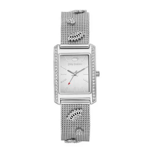 Juicy Couture Womens Swarovski Crystal Accented Mesh Bracelet Watch Silver Stell
