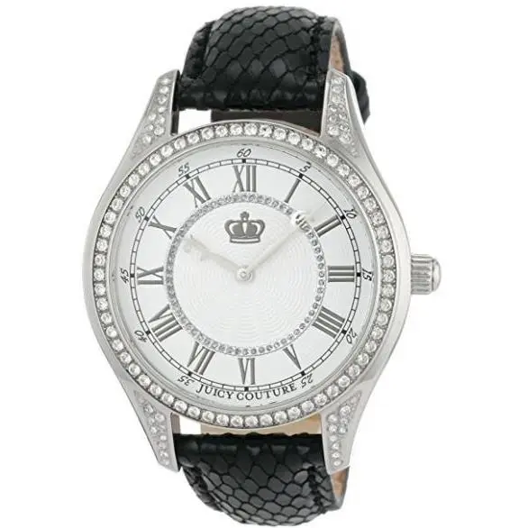 Juicy Couture Womens Lively Black Exotic Silver Tone Watch 1900798