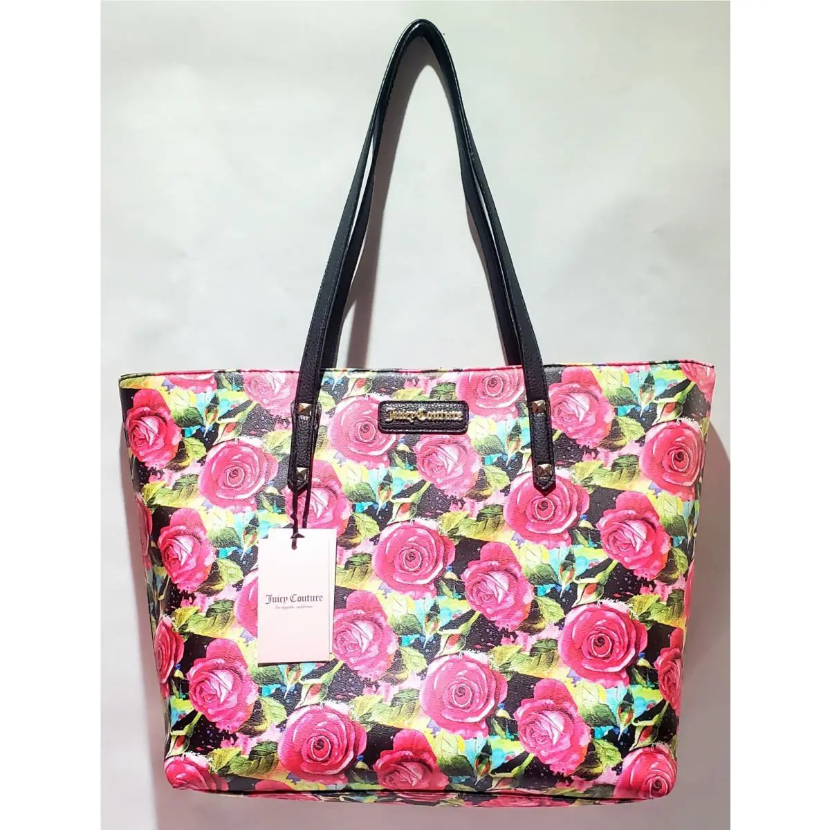 Juicy Couture Black Multirose Day-to-date Tote w/ Extra Bag