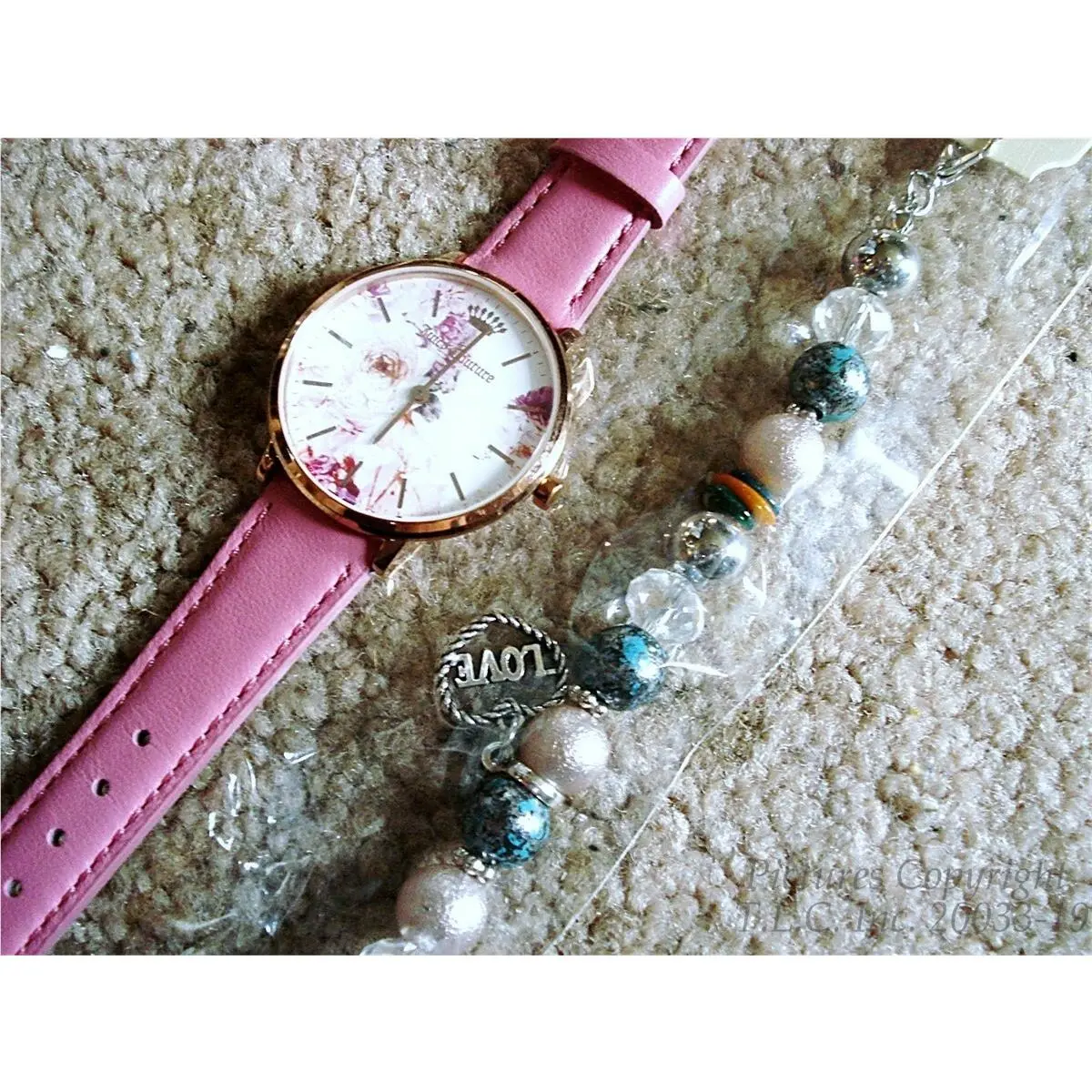 Pink Band Slim Case Floral Face  1901602 Watch-by Movado +bonus by Juicy Couture