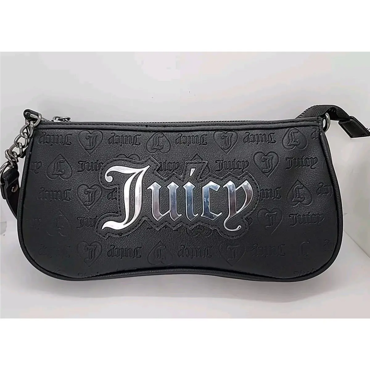 Juicy Couture Liquorice J Heart Juicy Debossed Paparazzi Shouder Baguette