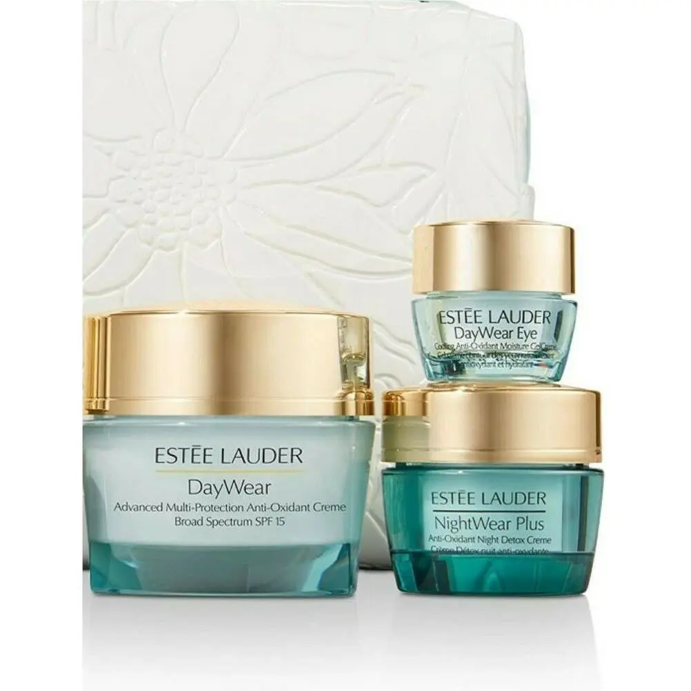 Set Estee Lauder Daywear Cream Full Size 1.7oz + Nightwear Plus .5oz + Eye .17oz