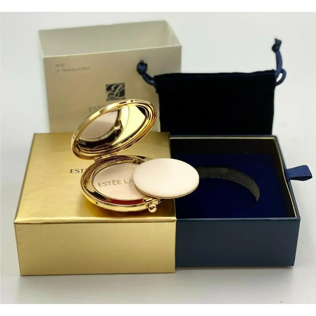 Estee Lauder Gold Alligator Slim Lucidity Translucent 01 Pressed Powder Rare