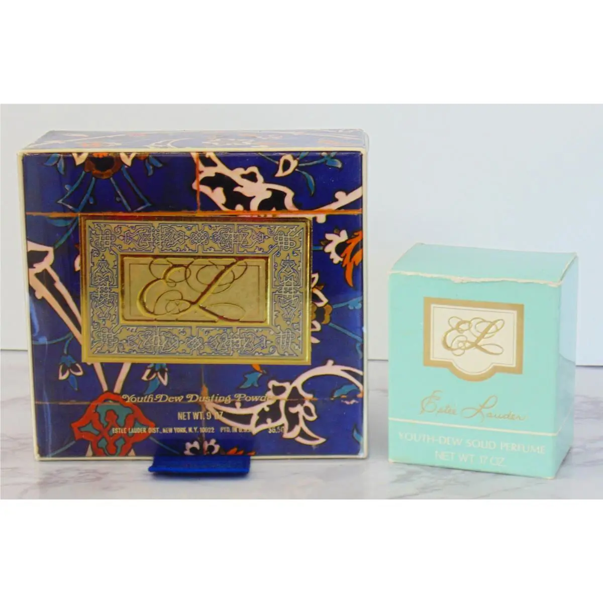 2 Estee Lauder Youth Dew: 9 oz Dusting Powder .17 Solid Perfume Compact