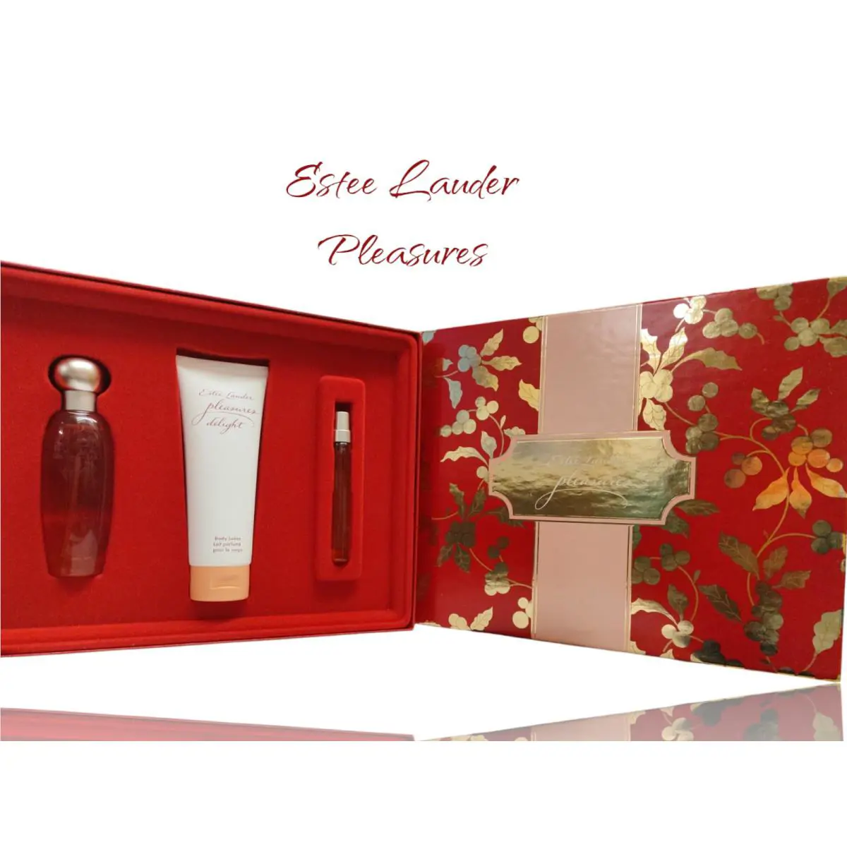 Estee Lauder Pleasures 3PCS Set Edp 1.7oz 0.27oz+BODY Lotion 3.4 OZ