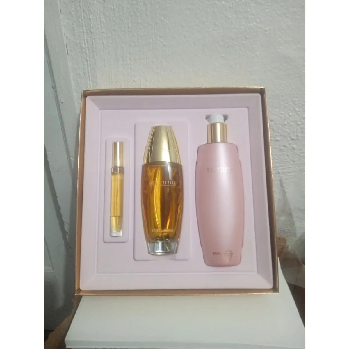 Estee Lauder Beautiful 3PCE Set 3.4 OZ Edp 8.4 OZ Body Lotion Miniture Women